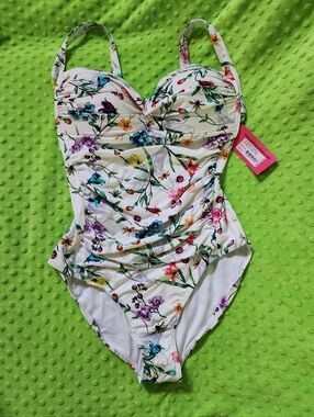 Betsy Johnson Bandeau Botanical Floral Swimsuit